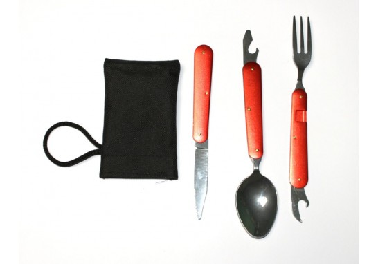 Набор складных столовых приборов (вилка,ложка,нож) в чехле PR-FX-8332